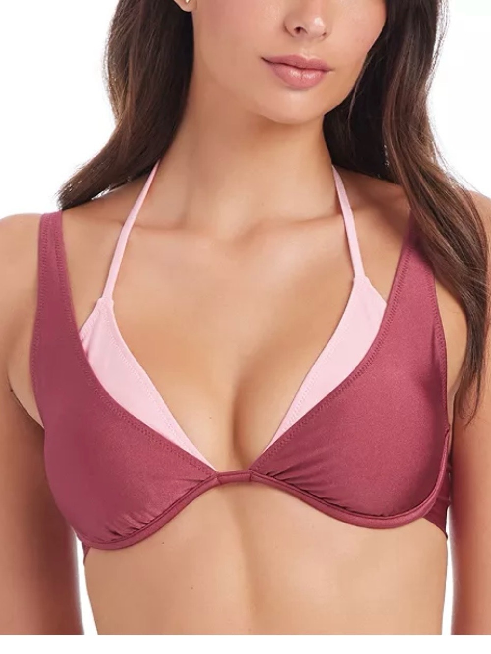 Sanctuary Bikini Top NWOT | Two‑Tone Halter Underwire Swim Top | Size Small